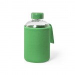 Design original de gourde en verre avec étui couleur vert