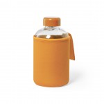 Design original de gourde en verre avec étui couleur orange