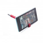 Stylo stylet métallisé avec support téléphone, mine bleue couleur rouge sixième vue