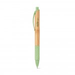 Stylo personnalisable en bambou couleur vert clair avec logo