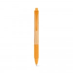 Stylo personnalisable en bambou couleur orange première vue