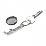 Porte-clés en métal avec décapsuleur couleur argenté deuxième vue