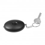 Porte-clés en plastique avec lampe torche LED et mini-alarme couleur noir quatrième vue