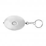 Porte-clés en plastique avec lampe torche LED et mini-alarme couleur blanc première vue