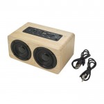 Enceinte sans fil en bois avec deux haut-parleurs couleur marron deuxième vue
