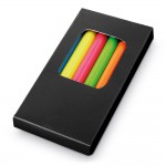 Boîte de 6 crayons de couleurs avec logo couleur noir dans une boîte
