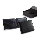Élégant portefeuille personnalisé en cuir couleur noir avec étui