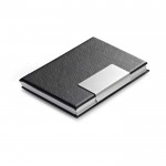 Porte carte personnalisé en cuir et métal couleur noir