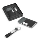 Élégant kit de porte-cartes et porte-clés couleur gris avec étui