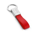 Porte-clé classique en cuir pour entreprise couleur rouge avec logo