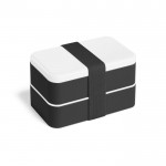 Lunch box double avec séparateur et couverts couleur noir