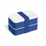Lunch box double avec séparateur et couverts couleur bleu