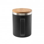 Mug en acier inoxydable recyclé et couvercle en bambou 420ml couleur noir deuxième vue