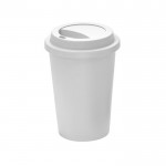 Tasse à emporter en plastique réutilisable, couvercle 450ml couleur blanc