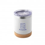 Mug thermique en acier inoxydable à couvercle et liège 400ml couleur blanc image avec logo