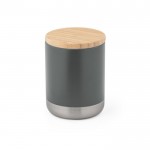 Mug isotherme avec couvercle en bambou couleur gris foncé