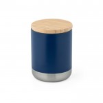 Mug isotherme avec couvercle en bambou couleur bleu marine