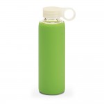 Gourde en verre publicitaire de 380 ml avec étui couleur vert clair