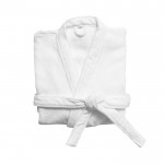 Grand peignoir en coton avec ceinture et 2 poches 350 g/m² couleur blanc troisième vue