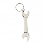 Porte-clés décapsuleur en métal en forme de clé anglaise couleur argenté première vue