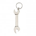 Porte-clés décapsuleur en métal en forme de clé anglaise couleur argenté quatrième vue