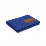 Couverture en coton recyclé, écusson personnalisable 200g/m² couleur bleu