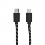 Câble de charge en RPET de 1 mètre à port USB-C et Lightning couleur noir troisième vue