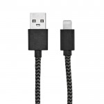 Câble de charge de 1m en RPET, connecteur USB-A et Lightning couleur noir troisième vue