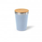 Gobelet thermos en inox recyclé à couvercle en bambou 300 ml couleur bleu chiné