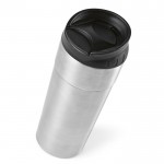 Mug isotherme en inox recyclé à couvercle coulissant 410 ml couleur argenté quatrième vue