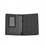 Porte-documents A4 zippé en cuir synthétique avec bloc-notes couleur noir deuxième vue