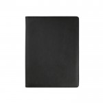 Porte-documents A4 zippé en cuir synthétique avec bloc-notes couleur noir vue frontale