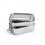 Lunch box en inox recyclé à boucles latérales 1,05 L couleur argenté deuxième vue