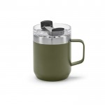 Mug en acier inoxydable recyclé à clapet rotatif 350 ml couleur vert militaire