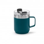 Mug en acier inoxydable recyclé à clapet rotatif 350 ml couleur bleu pétrole