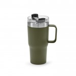 Mug isotherme en inox recyclé à clapet rotatif 490 ml couleur vert militaire