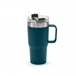 Mug isotherme en inox recyclé à clapet rotatif 490 ml couleur bleu pétrole