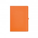 Carnet A4 ligné à couverture rigide en papier recyclé couleur orange vue frontale