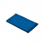 Serviette de plage à franges 80x180cm, coton recyclé 250g/m² couleur bleu