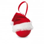 Original boule de Noël avec un bonnet du père Noël couleur rouge