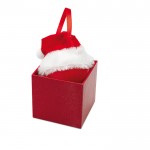 Original boule de Noël avec un bonnet du père Noël couleur rouge deuxième vue