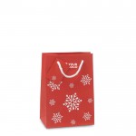 Petit sac avec flocons de neige couleur rouge avec zone d'impression