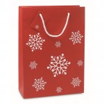 Grand sac de Noël avec flocons couleur rouge