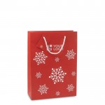 Grand sac de Noël avec flocons couleur rouge avec zone d'impression