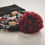 Gorro navideño de punto en suave acrílico elástico con puño y borla couleur noir quatrième vue photographique