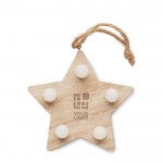 Pendentif étoile de Noël en bois personnalisé avec éclairage LED vue avec zone d'impression