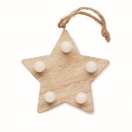 Estrella colgante navideña de madera con iluminación LED couleur bois troisième vue