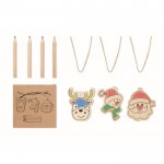 Set de 3 adornos navideños de madera y lápices presentados en caja couleur bois vue principale