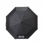 Parapluie pliant automatique en RPET 190T à 8 panneaux Ø98 couleur noir avec zone d'impression