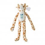 Girafe en peluche à mains velcro, étiquette personnalisable couleur multicolore avec zone d'impression